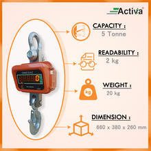 Load image into Gallery viewer, ACTIVA 5 Ton Crane Scale ,OCS1T Crane Scale for shop ,Remote Control