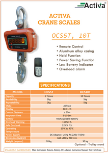 ACTIVA 5 Ton Crane Scale ,OCS1T Crane Scale for shop ,Remote Control